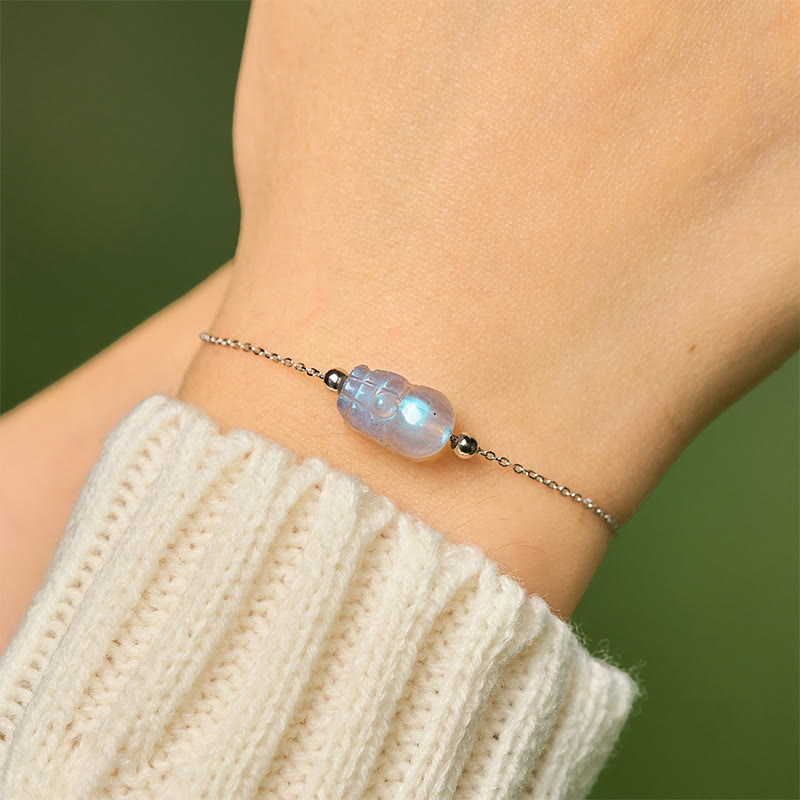 925 Sterling Silver Moonstone Pixiu Energy Anchor Bracelet