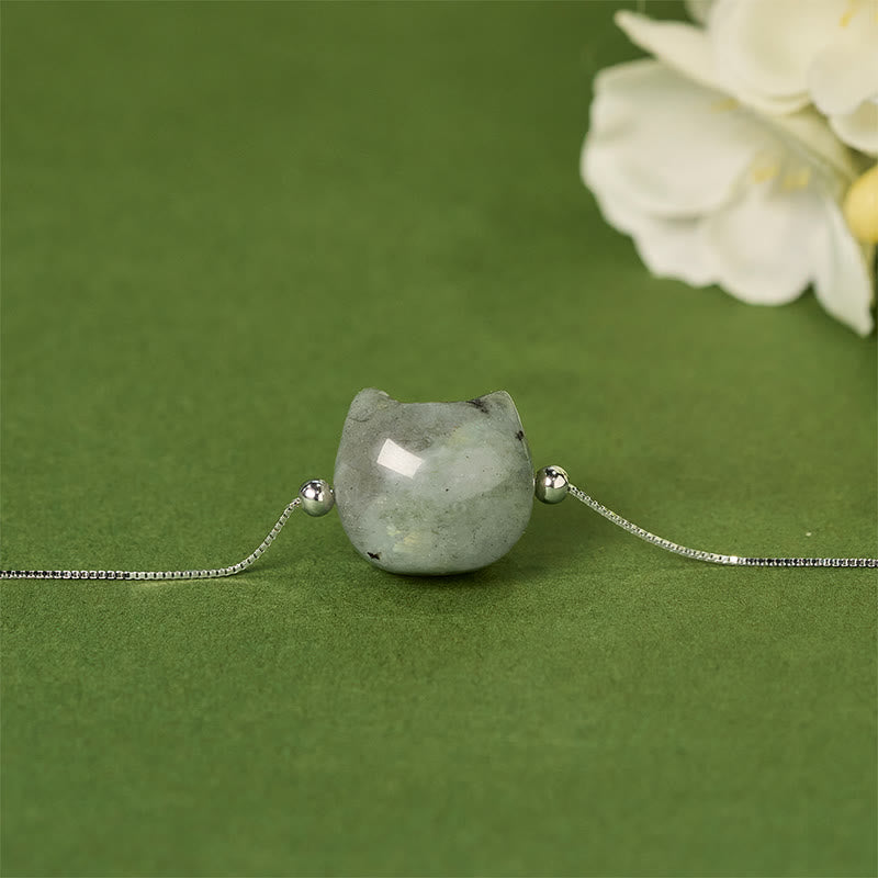 925 Sterling Silver Faceless Cat Head Natural Labradorite Bracelet