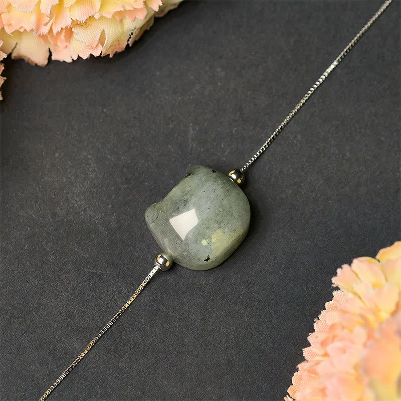 925 Sterling Silver Faceless Cat Head Natural Labradorite Bracelet