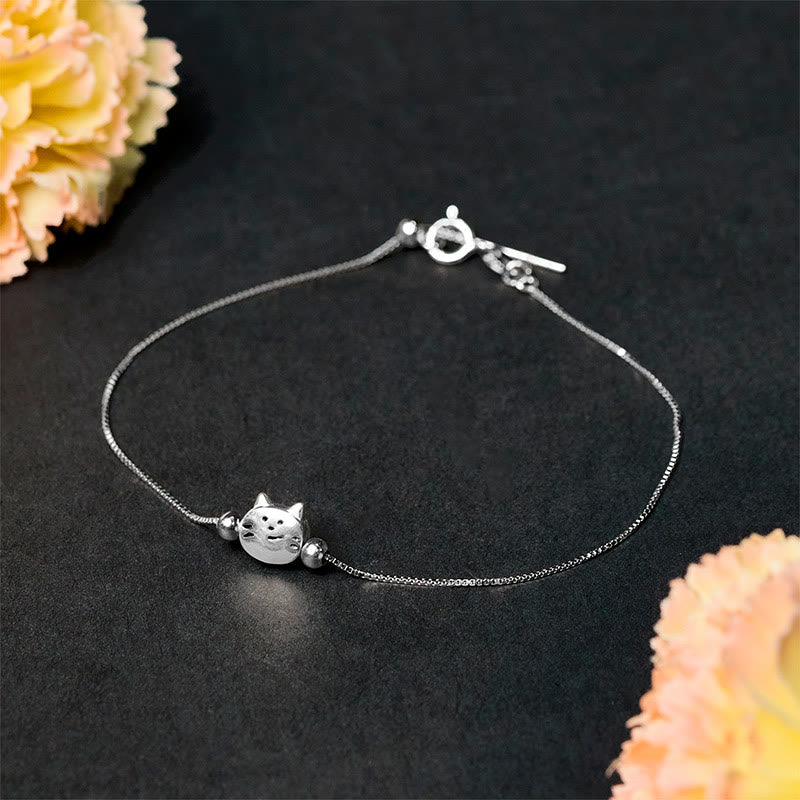 925 Sterling Silver Mini Cat Blessing Chain Bracelet