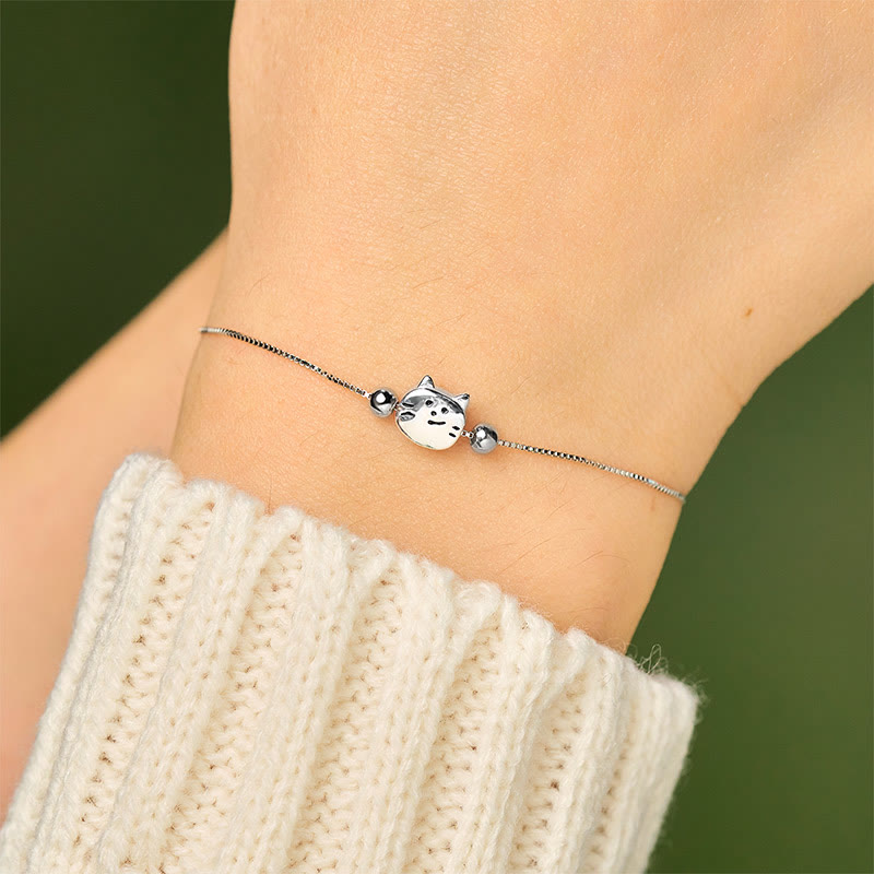 925 Sterling Silver Mini Cat Blessing Chain Bracelet
