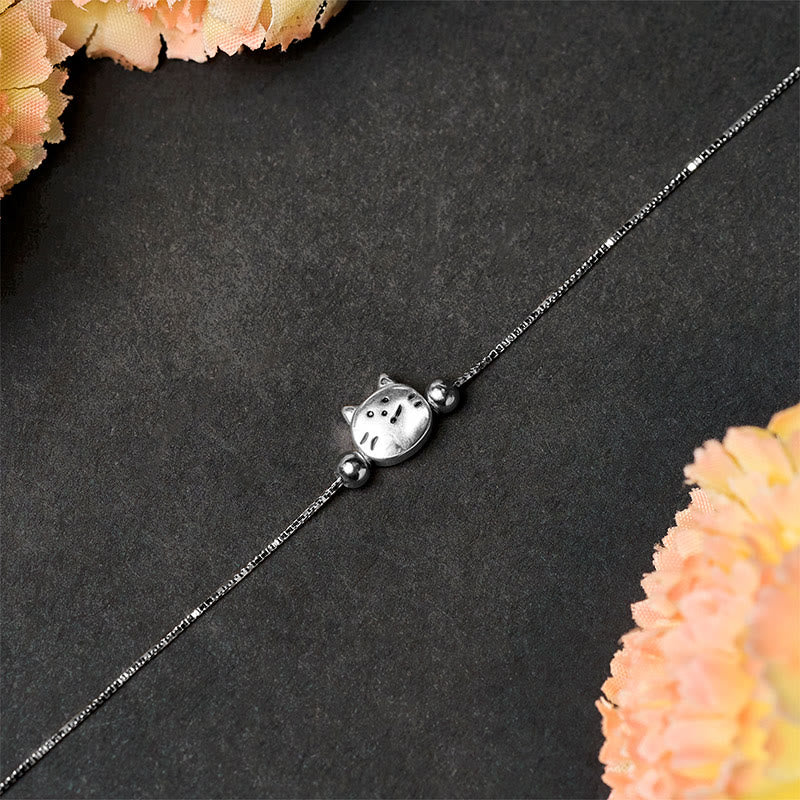 925 Sterling Silver Mini Cat Blessing Chain Bracelet