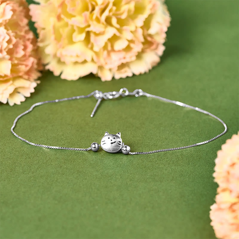 925 Sterling Silver Mini Cat Blessing Chain Bracelet