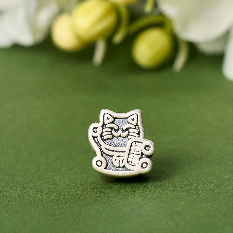 999 Fine Silver Fortune Cat 925 Sterling Silver Chain Bracelet