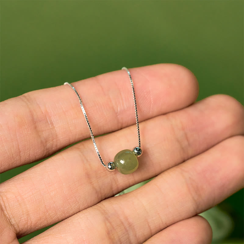 925 Sterling Silver and Natural Jade Bead Abundance Chain Bracelet