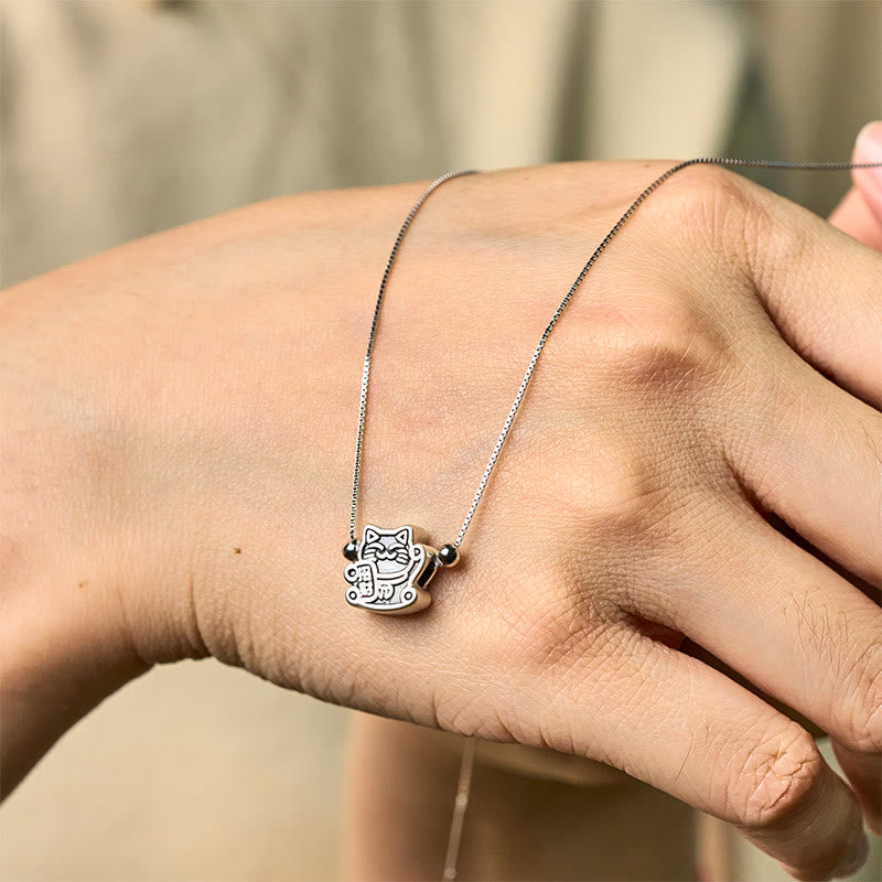 999 Sterling Silver Fortune Cat Protection 925 Sterling Silver Chain Necklace Pendant