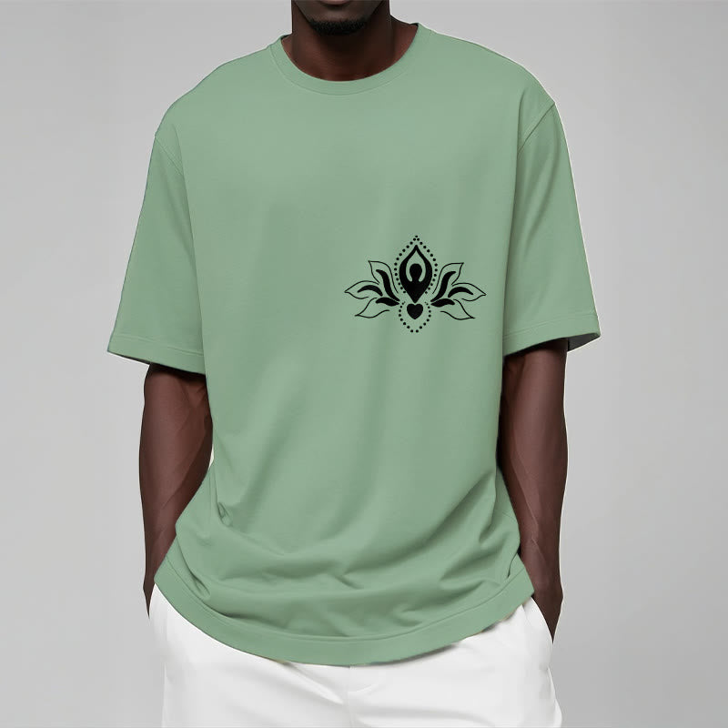 Soft Cotton Crewneck Lotus Meditation Graphic Tee