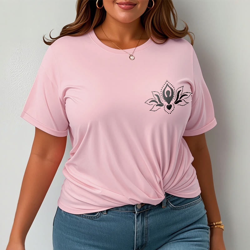 Soft Cotton Crewneck Lotus Meditation Graphic Tee