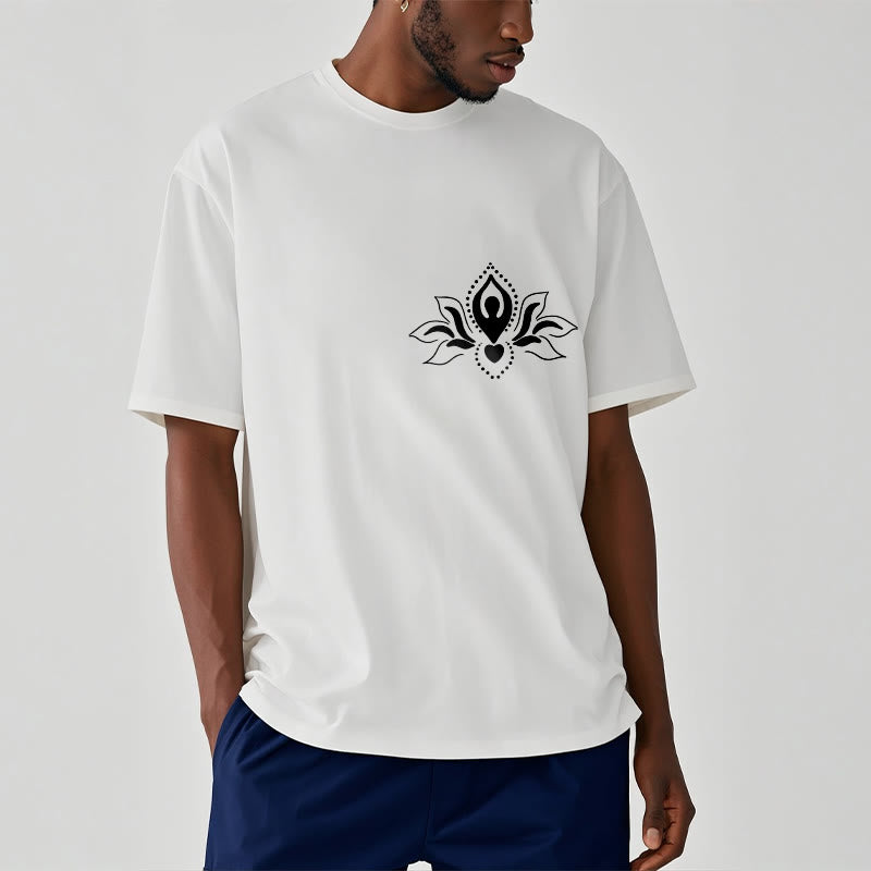 Soft Cotton Crewneck Lotus Meditation Graphic Tee