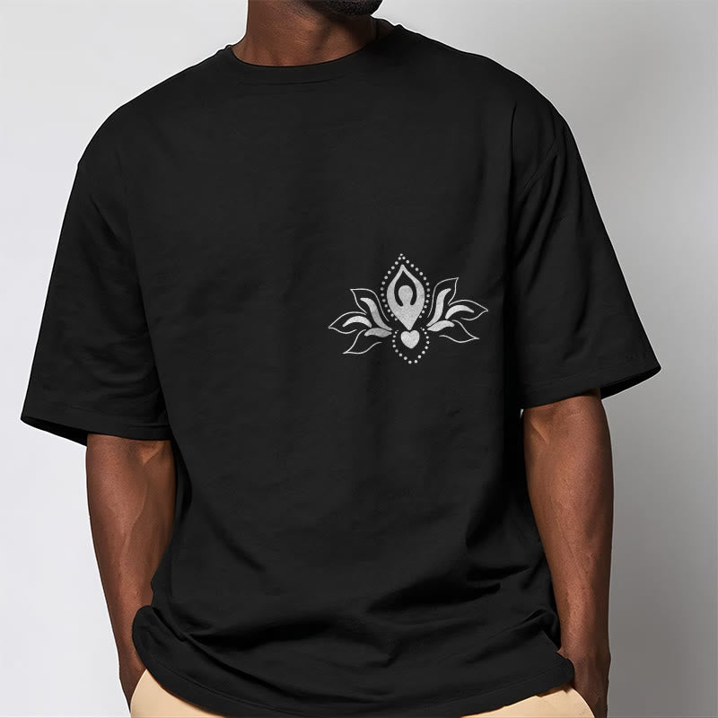 Soft Cotton Crewneck Lotus Meditation Graphic Tee