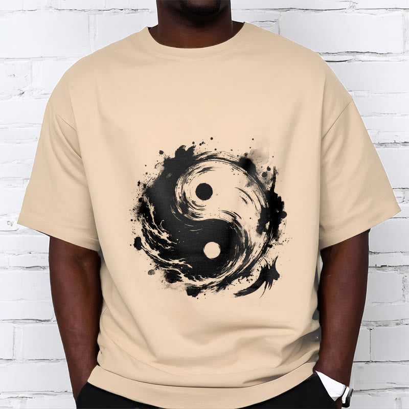 Breathable Cotton Yin Yang Balance Graphic Meditation Tee