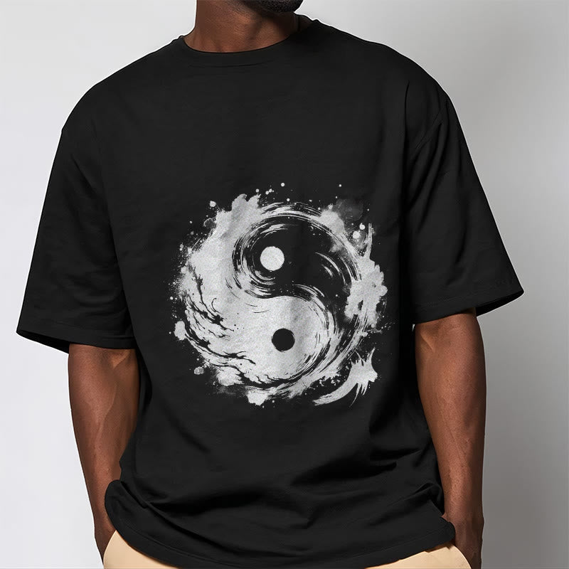 Breathable Cotton Yin Yang Balance Graphic Meditation Tee