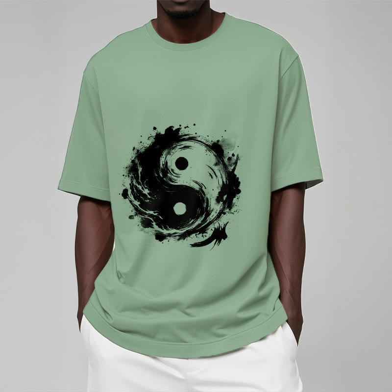 Breathable Cotton Yin Yang Balance Graphic Meditation Tee