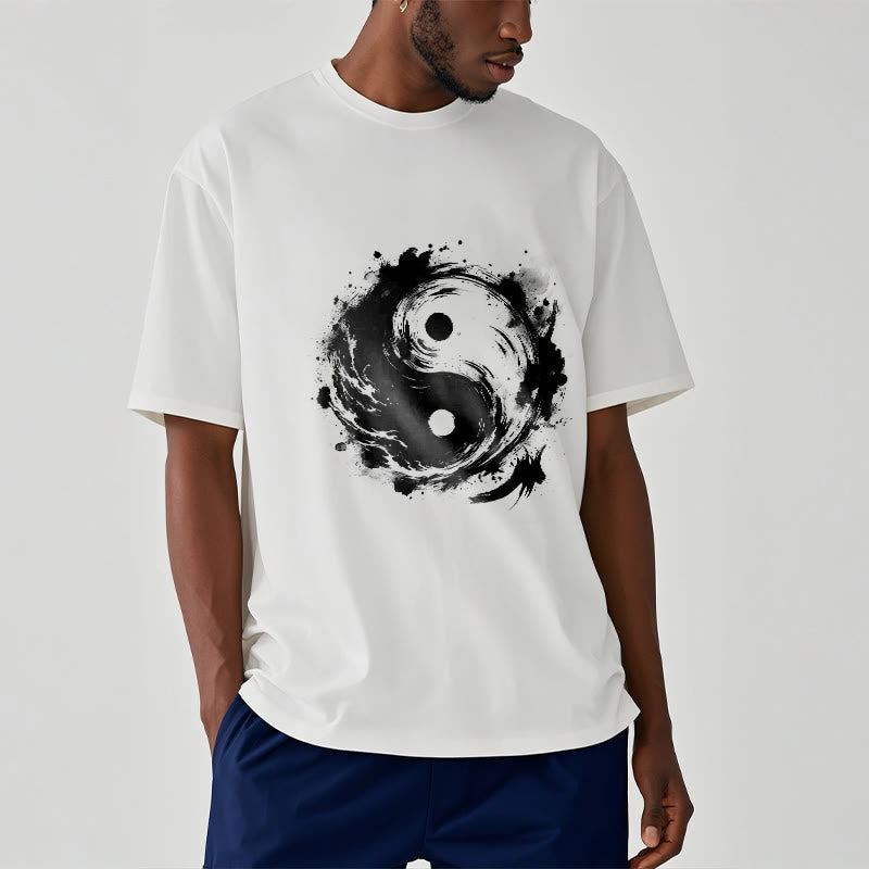 Breathable Cotton Yin Yang Balance Graphic Meditation Tee