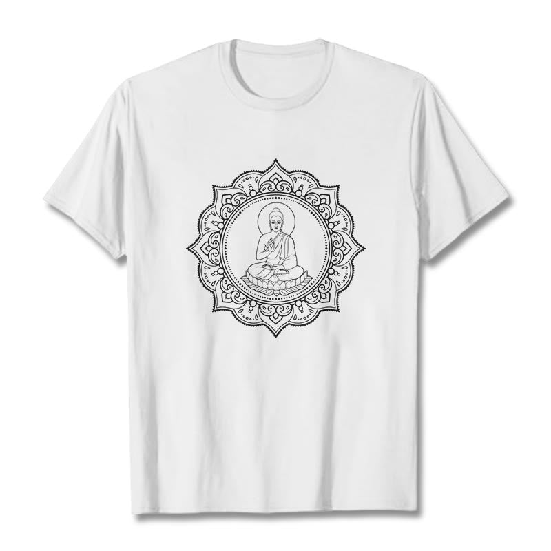 Structured Cotton Crewneck Buddha Mandala Meditation Tee