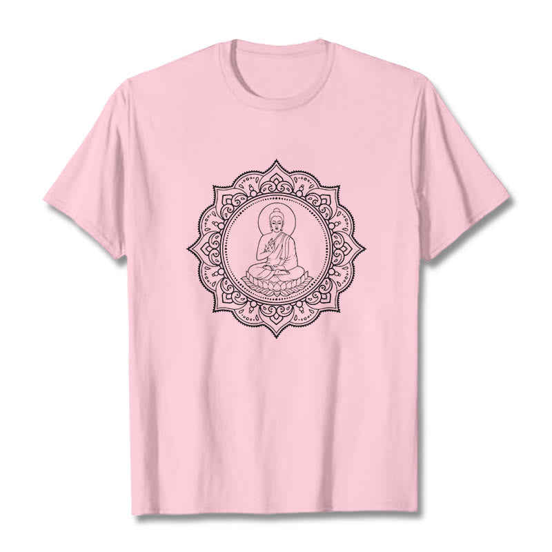 Structured Cotton Crewneck Buddha Mandala Meditation Tee
