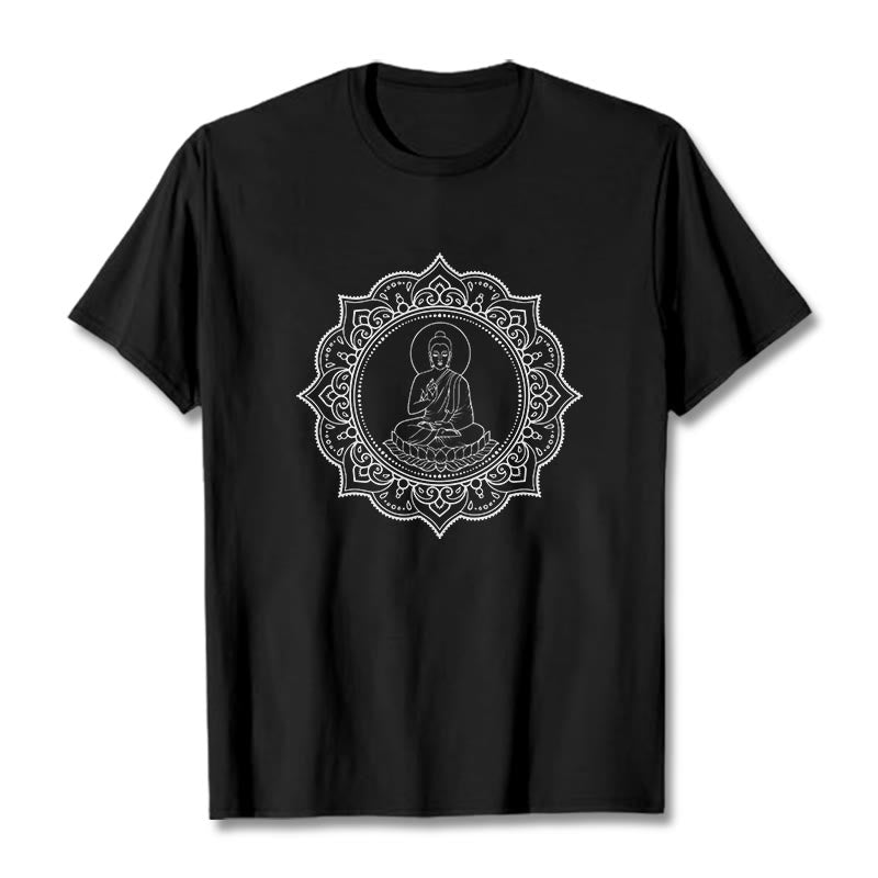 Structured Cotton Crewneck Buddha Mandala Meditation Tee