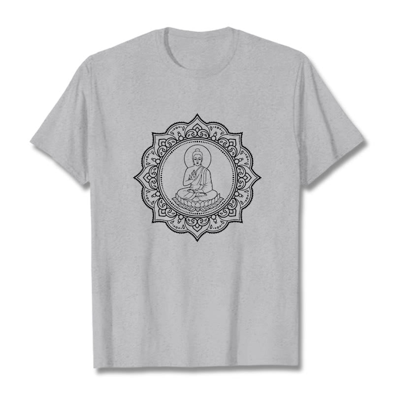 Structured Cotton Crewneck Buddha Mandala Meditation Tee