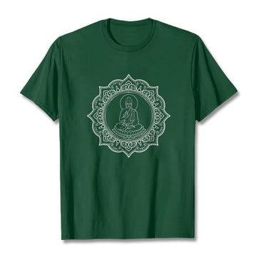 Structured Cotton Crewneck Buddha Mandala Meditation Tee