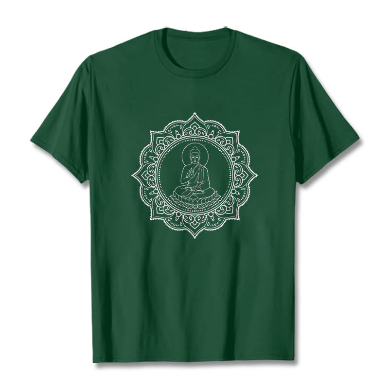 Structured Cotton Crewneck Buddha Mandala Meditation Tee