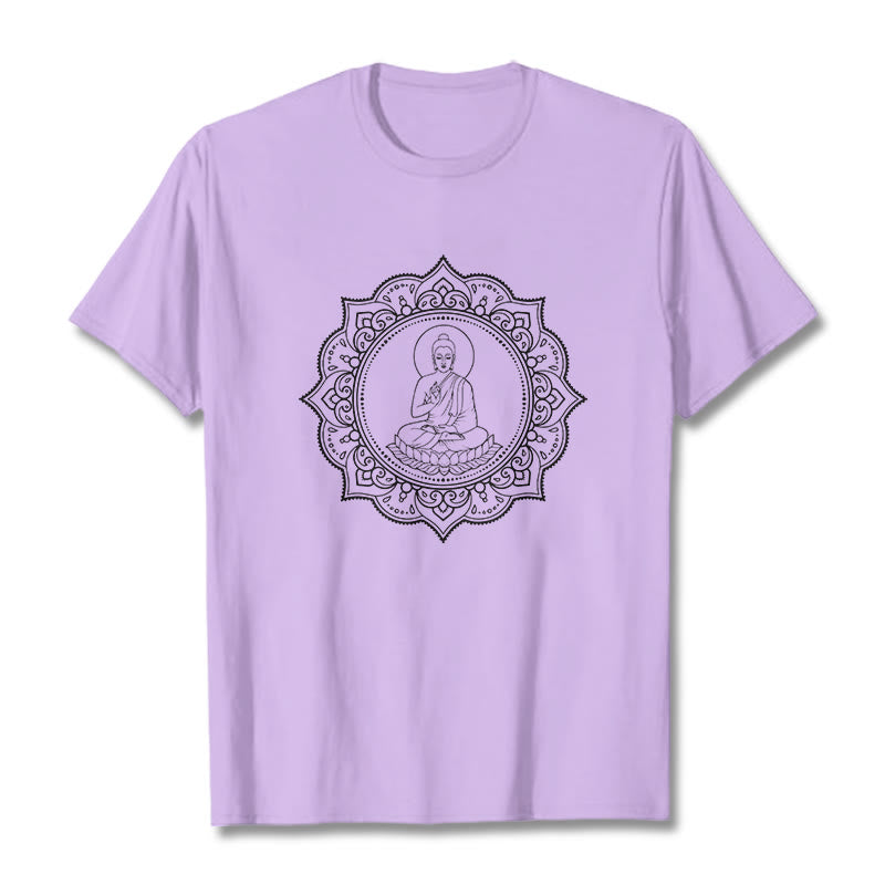 Structured Cotton Crewneck Buddha Mandala Meditation Tee
