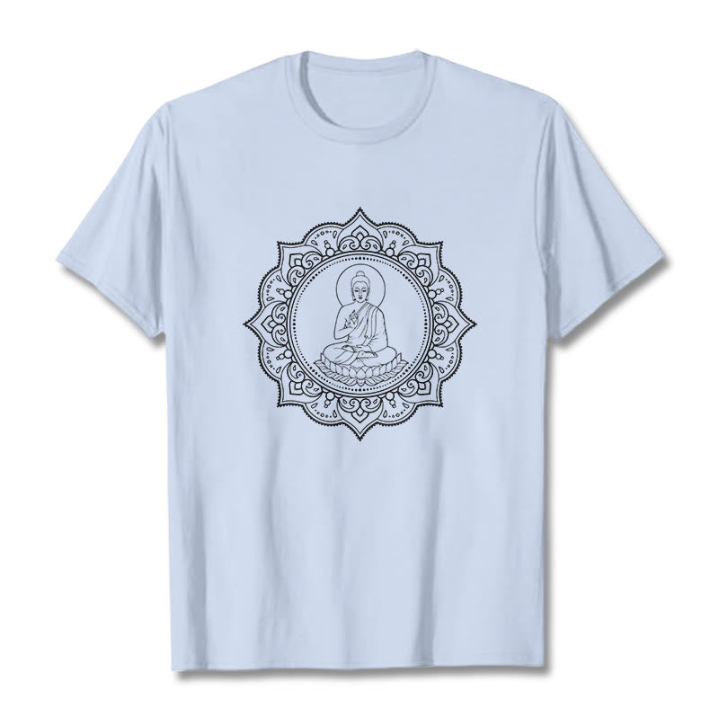 Structured Cotton Crewneck Buddha Mandala Meditation Tee
