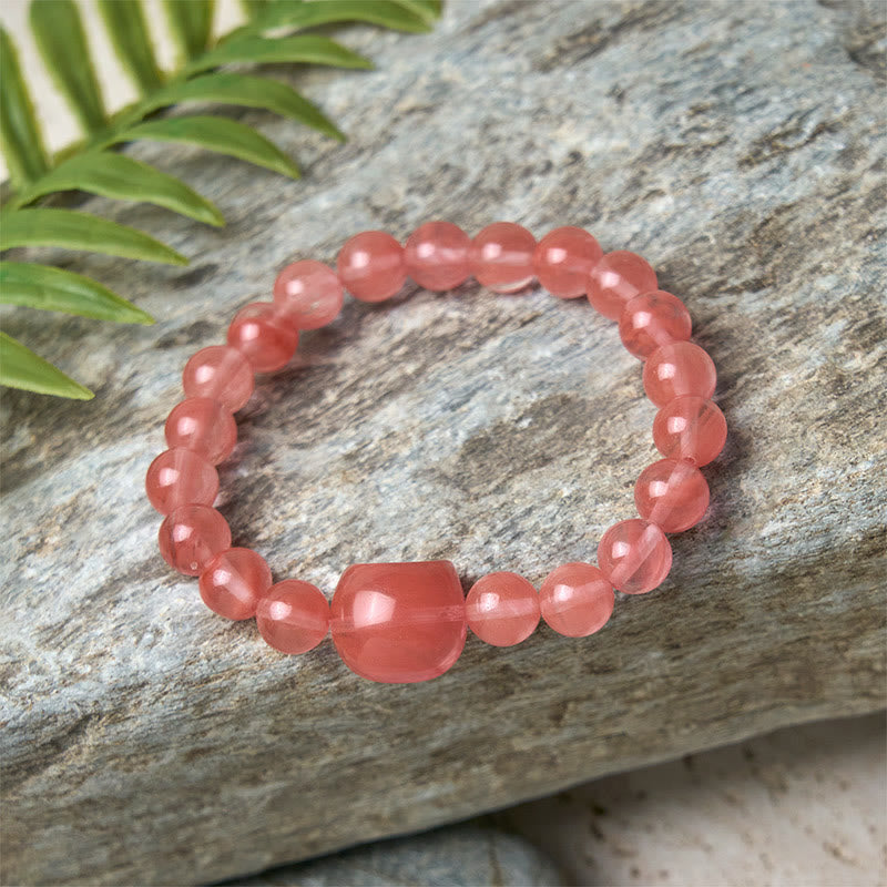 Zeniora Red Agate Cat Head Beaded Bracelet for Intuitive Connection