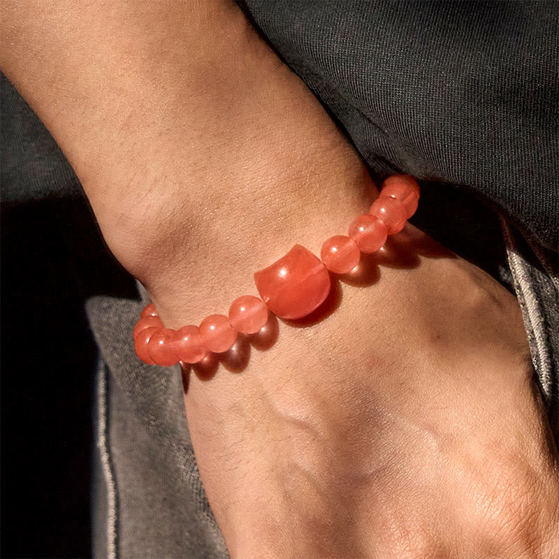 Zeniora Red Agate Cat Head Beaded Bracelet for Intuitive Connection