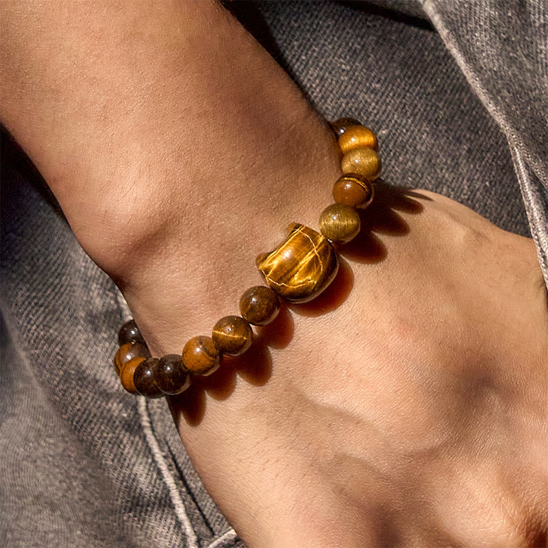 Cute Cat Tiger Eye Power Beads Bracelet