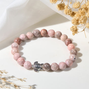 Turtle Design Zebra Jasper Protection Bracelet