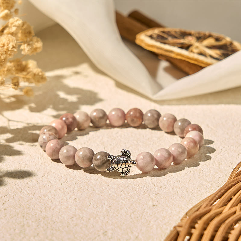 Turtle Design Zebra Jasper Protection Bracelet