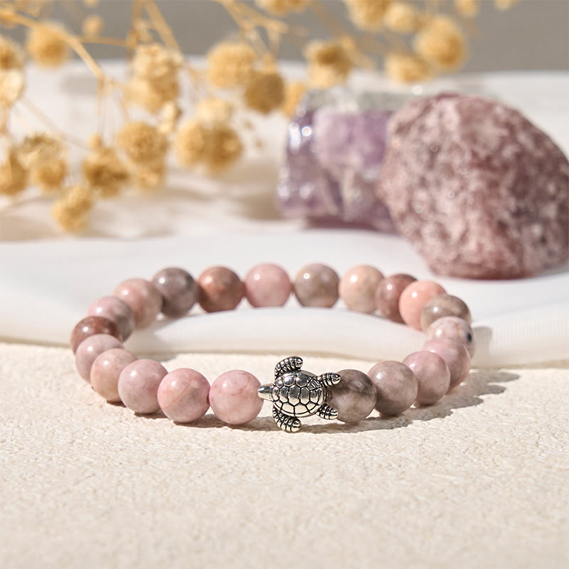 Turtle Design Zebra Jasper Protection Bracelet