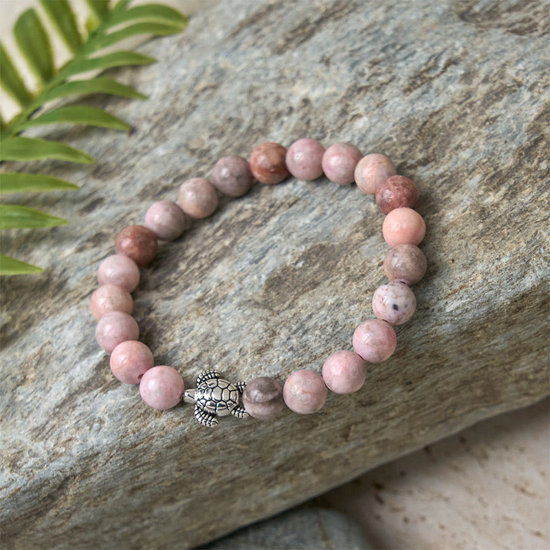 Turtle Design Zebra Jasper Protection Bracelet