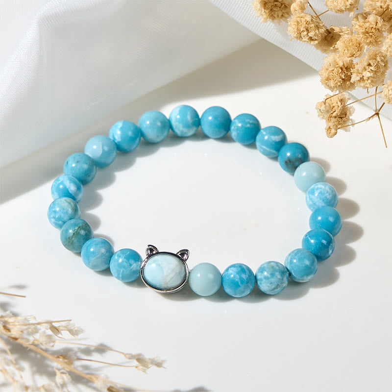 Natural Larimar Wisdom Beads Bracelet for Emotional Balance