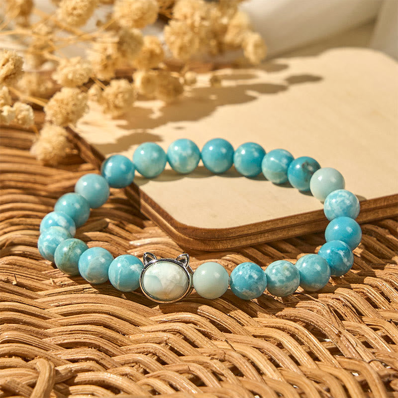 Natural Larimar Wisdom Beads Bracelet for Emotional Balance