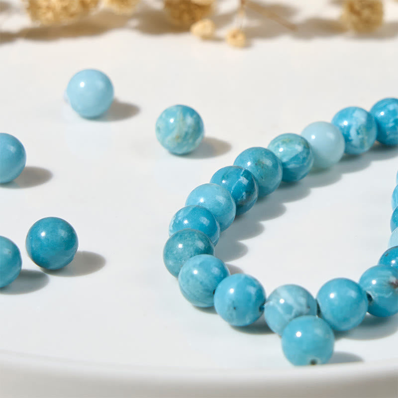 Natural Larimar Wisdom Beads Bracelet for Emotional Balance