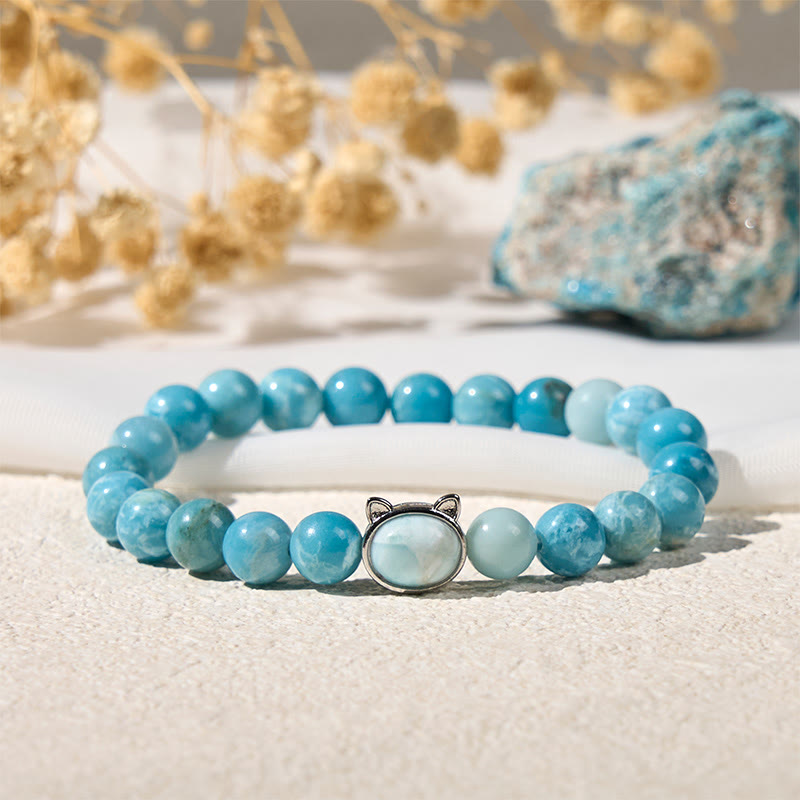 Natural Larimar Wisdom Beads Bracelet for Emotional Balance