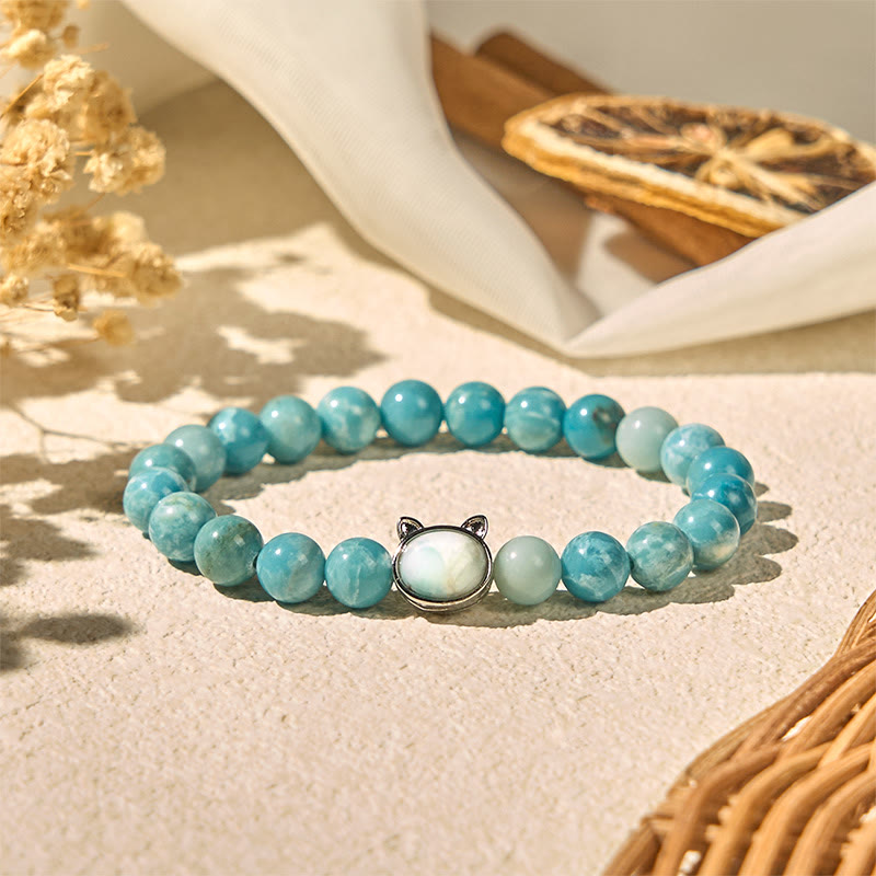 Natural Larimar Wisdom Beads Bracelet for Emotional Balance