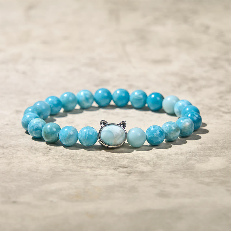 Natural Larimar Wisdom Beads Bracelet for Emotional Balance