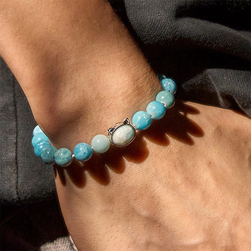 Natural Larimar Wisdom Beads Bracelet for Emotional Balance