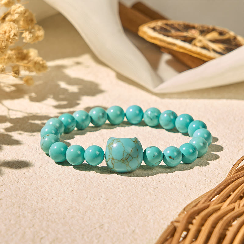 Natural Cat Turquoise Strength Beads Bracelet