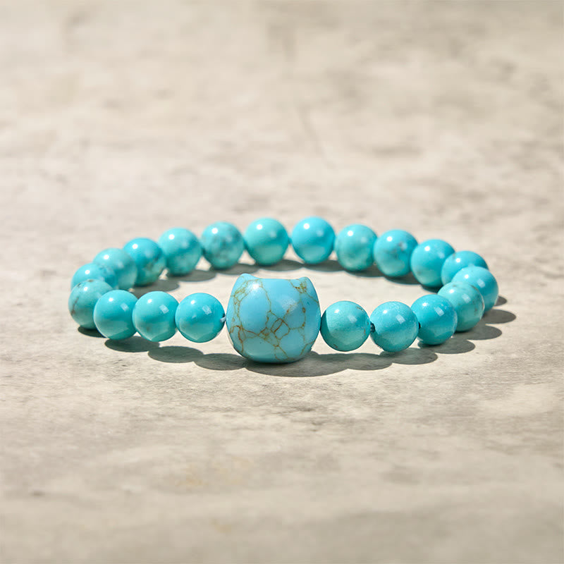Natural Cat Turquoise Strength Beads Bracelet