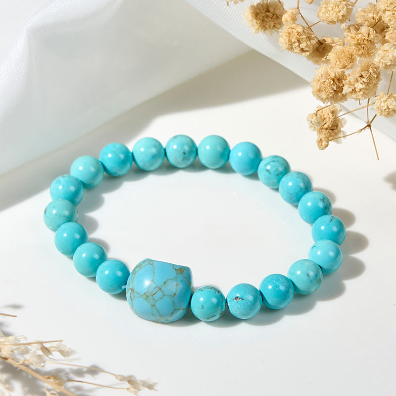 Natural Cat Turquoise Strength Beads Bracelet