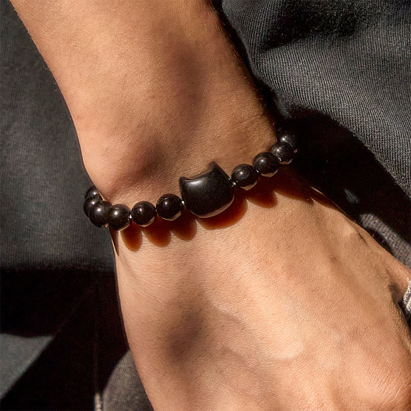 Black Cat Natural Black Onyx Protection Bracelet