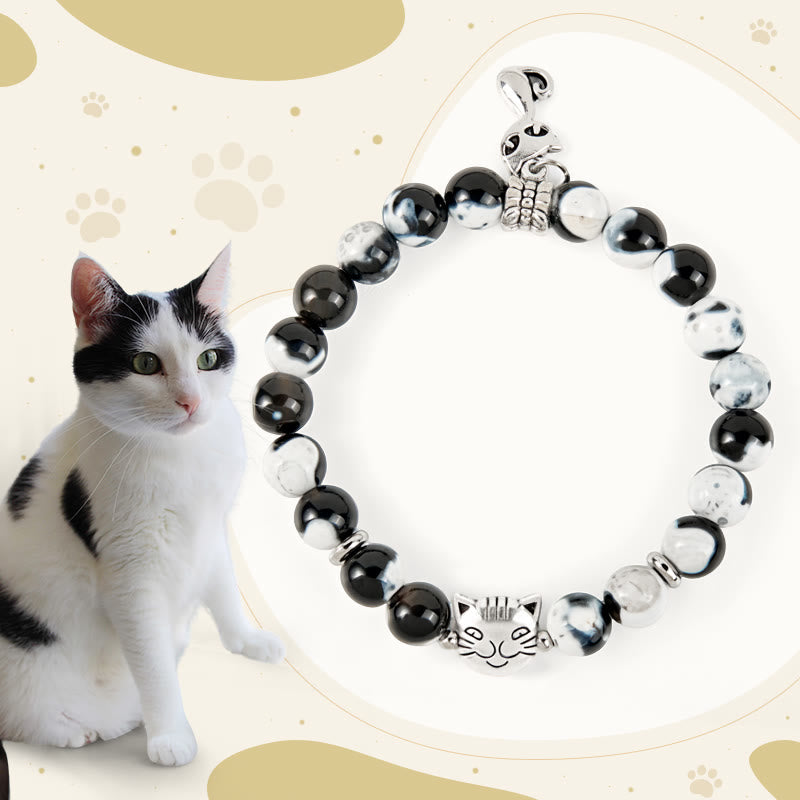 "Sending Love and Joy to Your Cat" Cat Agate Bracelet Includes Gift Message Card