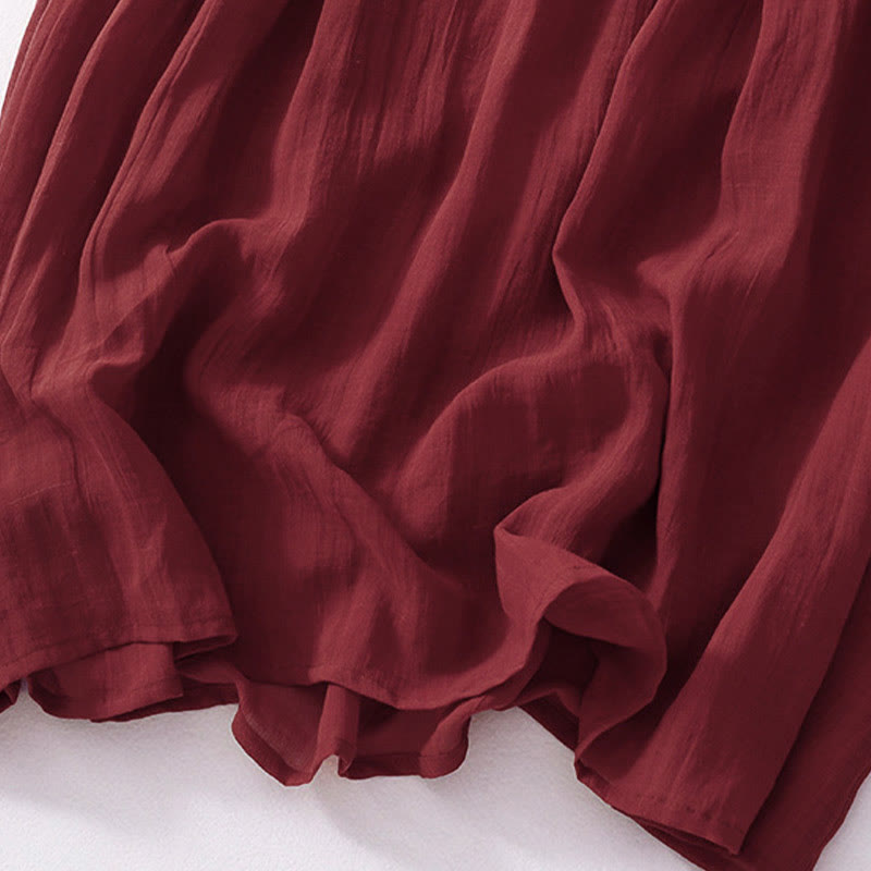 Breathable Cotton Blend Relaxed Midi Dress with Subtle Embroidery