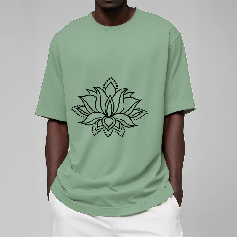 Tactile Cotton Minimalist Lotus Meditation T-Shirt