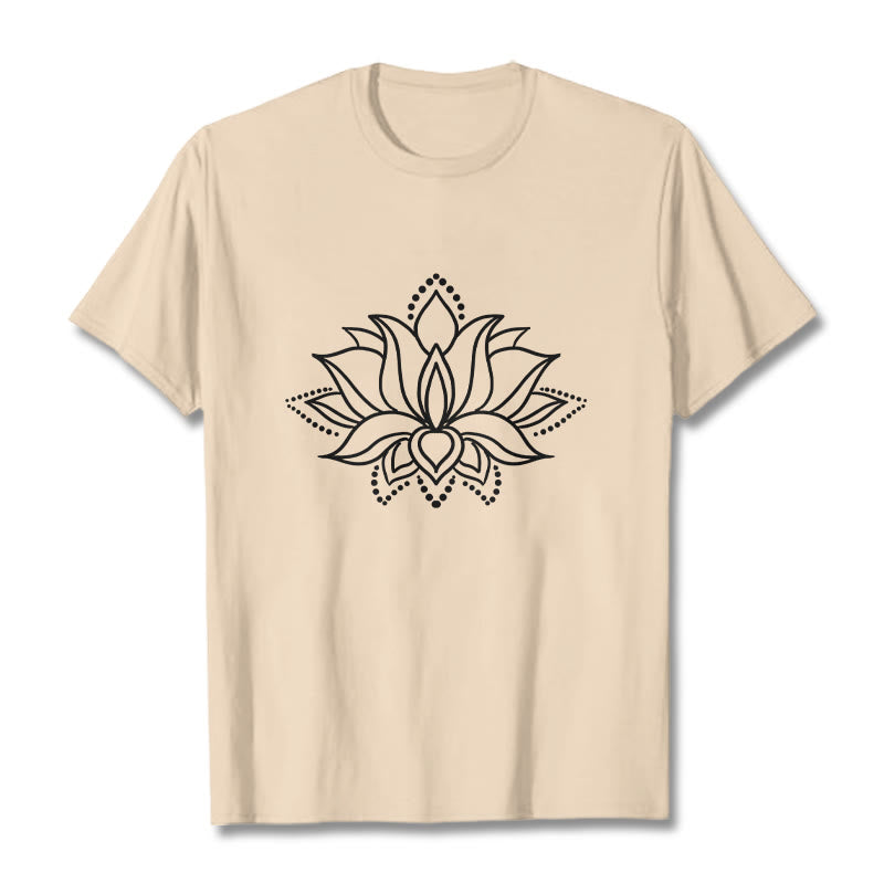 Tactile Cotton Minimalist Lotus Meditation T-Shirt