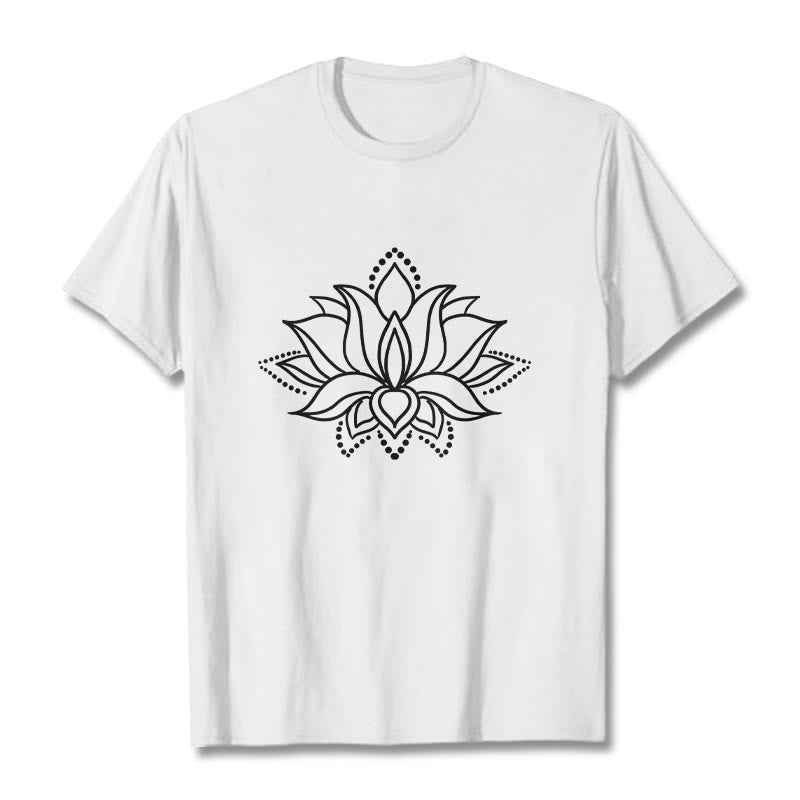 Tactile Cotton Minimalist Lotus Meditation T-Shirt