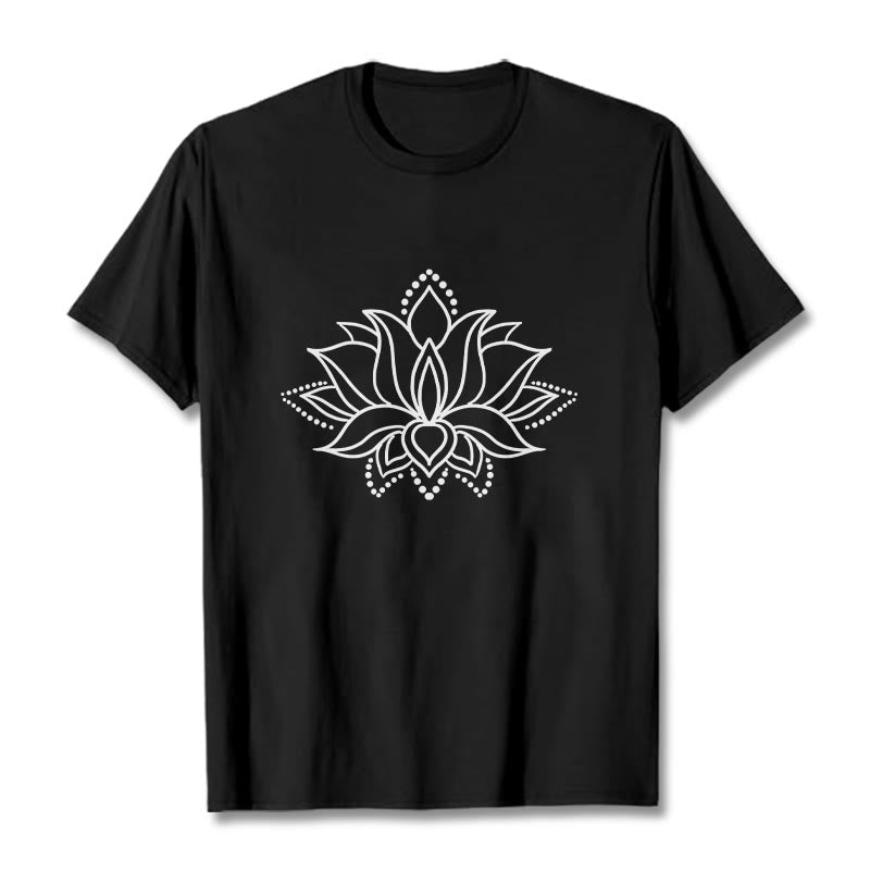 Tactile Cotton Minimalist Lotus Meditation T-Shirt